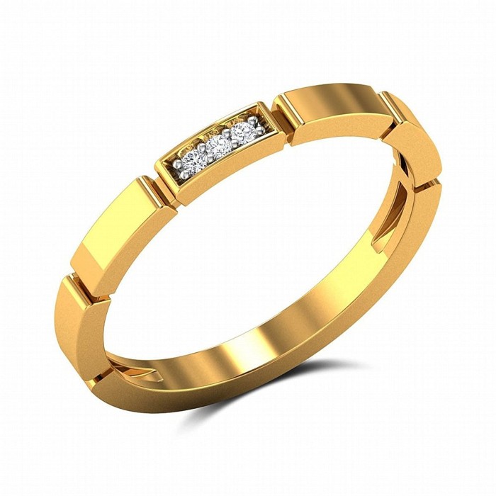 14 Kt Yellow Gold Eternity Band Diamond Ring Three Stone